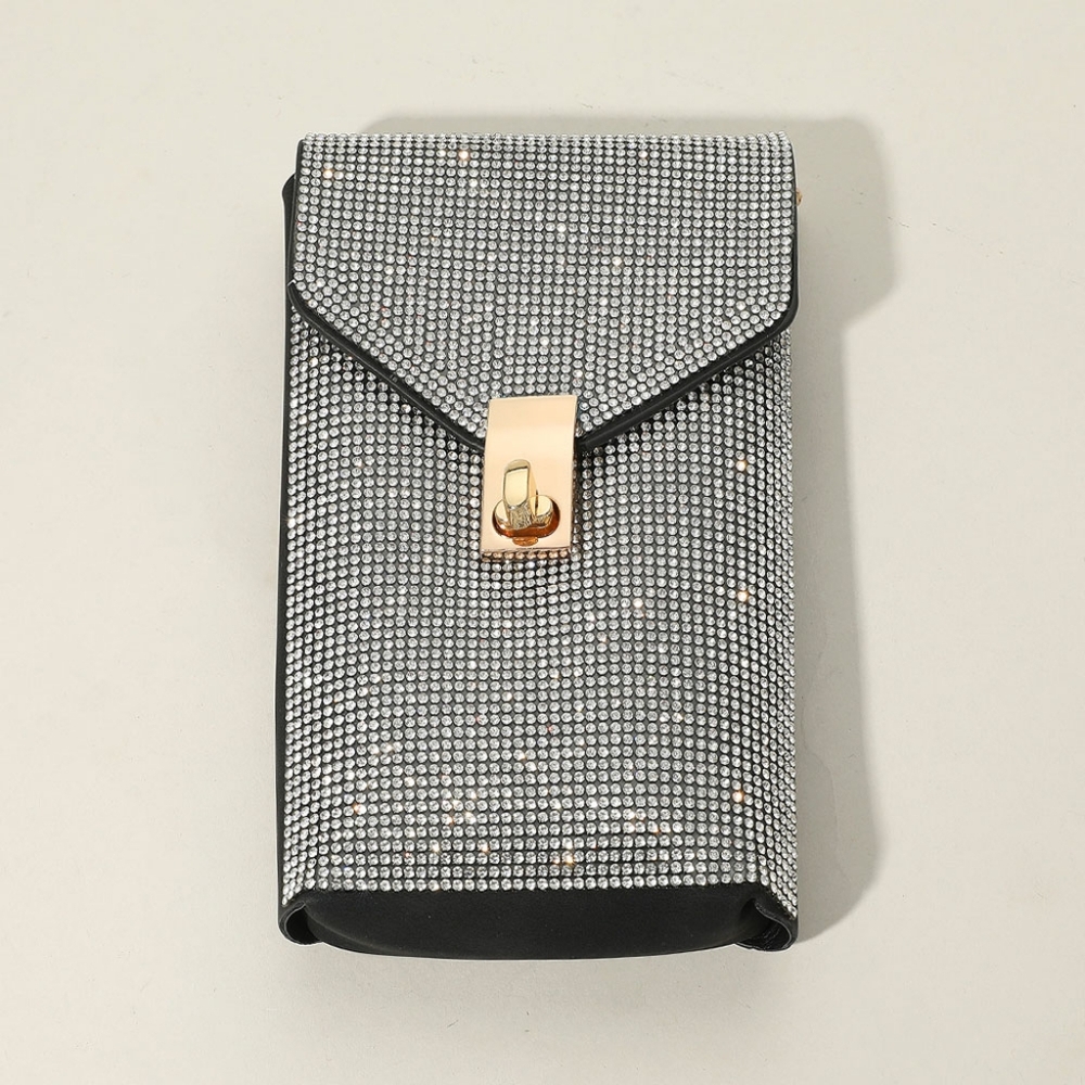 Rectangle Gold Rhinestone Crystal Purse Bling Formal Crossbody Bag